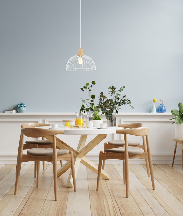 STRAND: Iron and Wood Dome Cage Pendant Lights
