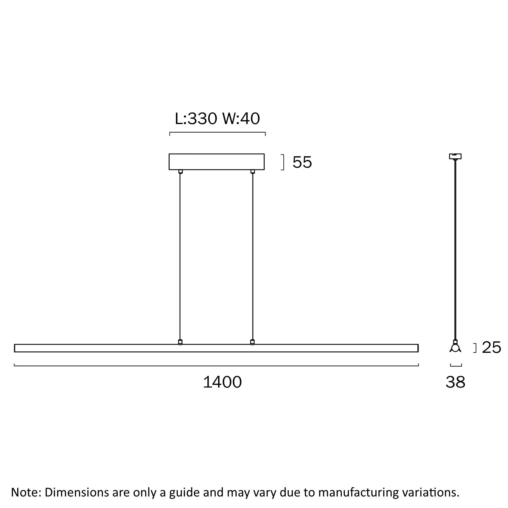 Sumner Black, Brass or White 36W CCT LED Linear Pendant Light