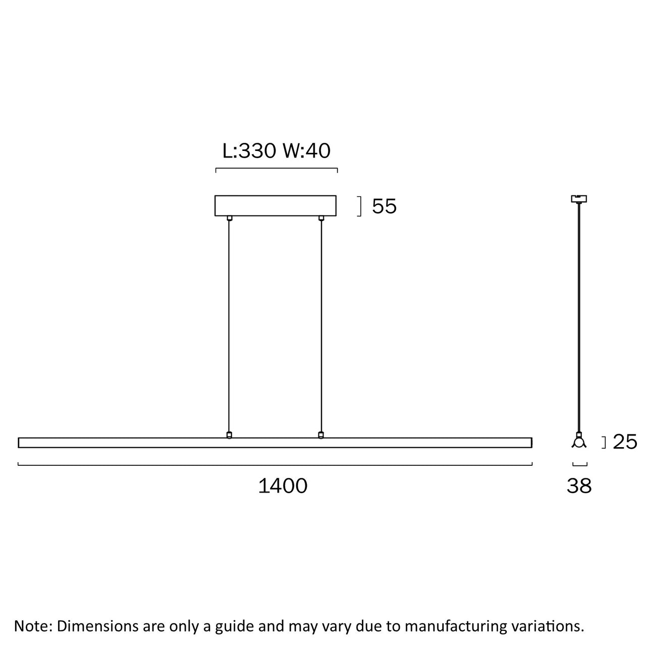 Sumner Black, Brass or White 36W CCT LED Linear Pendant Light