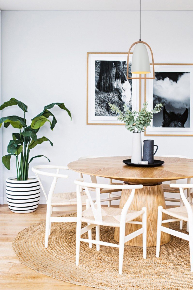 Swing 1 Light Ellipse Shaped Pendant Light in Matt White with Wood