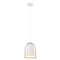 Thumbnail for Swing 1 Light Ellipse Shaped Pendant Light in Matt White with Wood