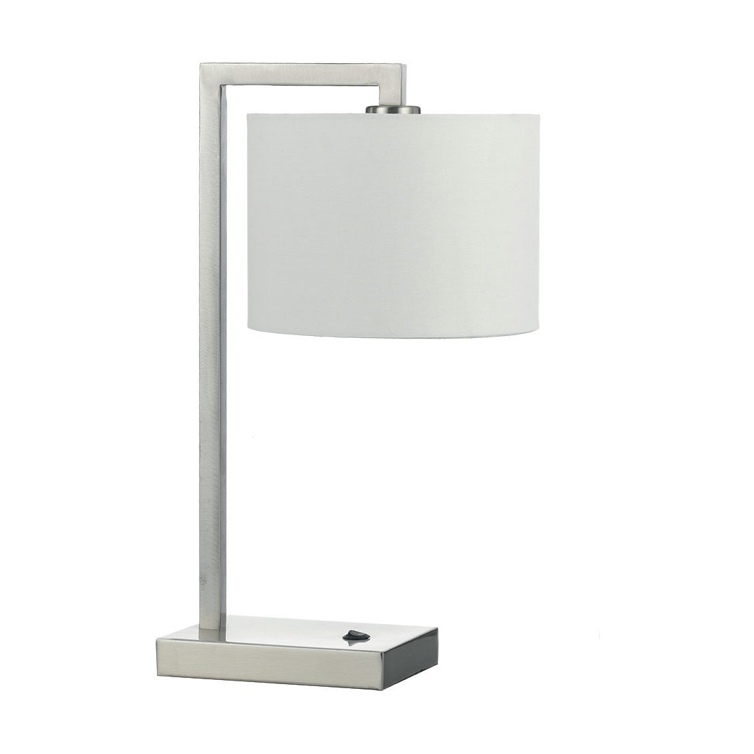 Sala Table Lamp in Nickel with White Linen Shade