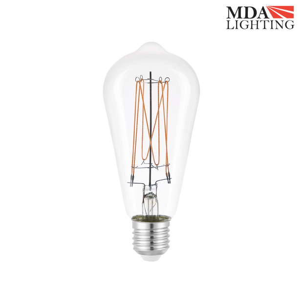 ST64 6W LED E27 2300K Dimmable Clear Glass Filament Lamp