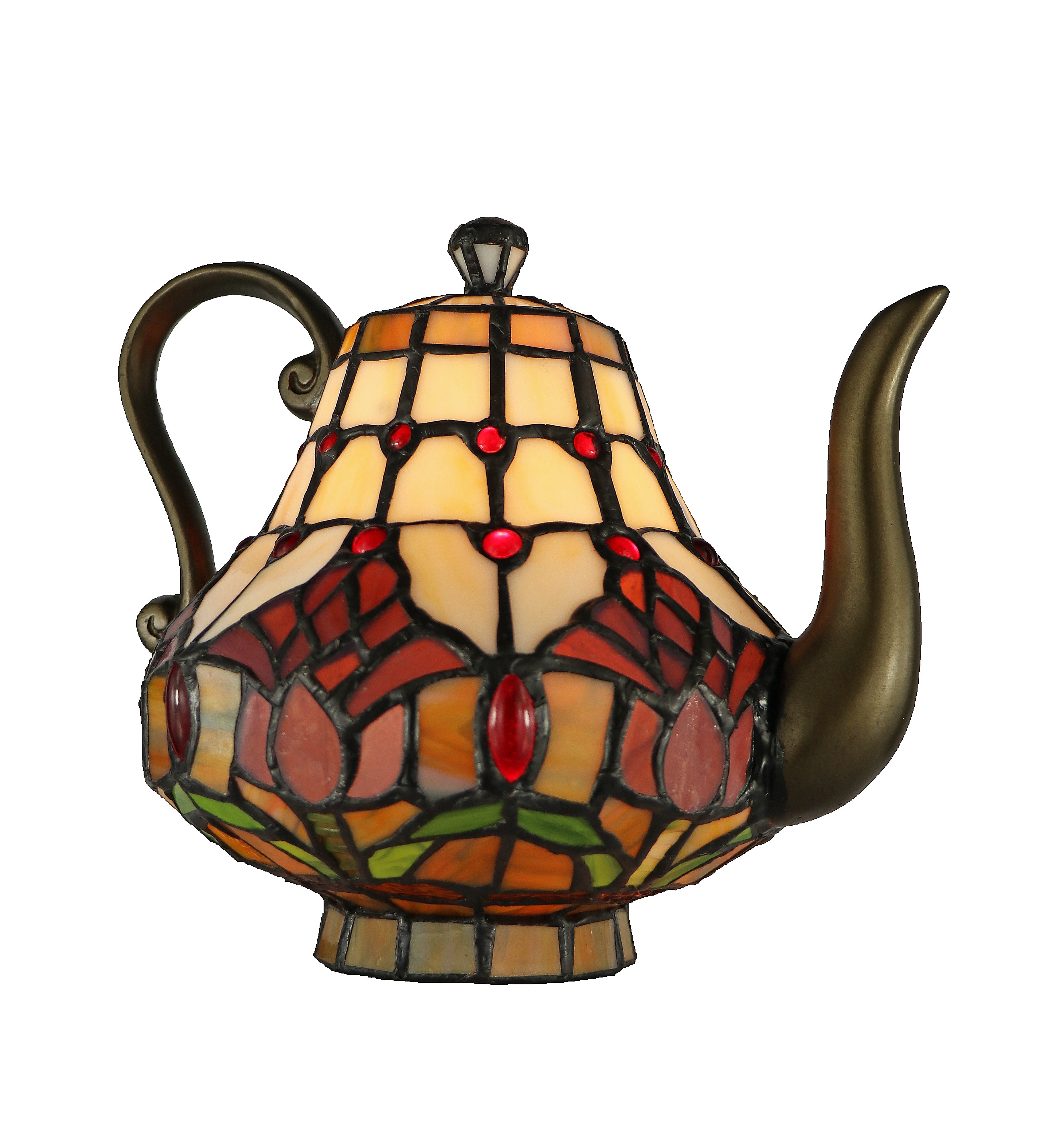 Red tulip teapot lamp