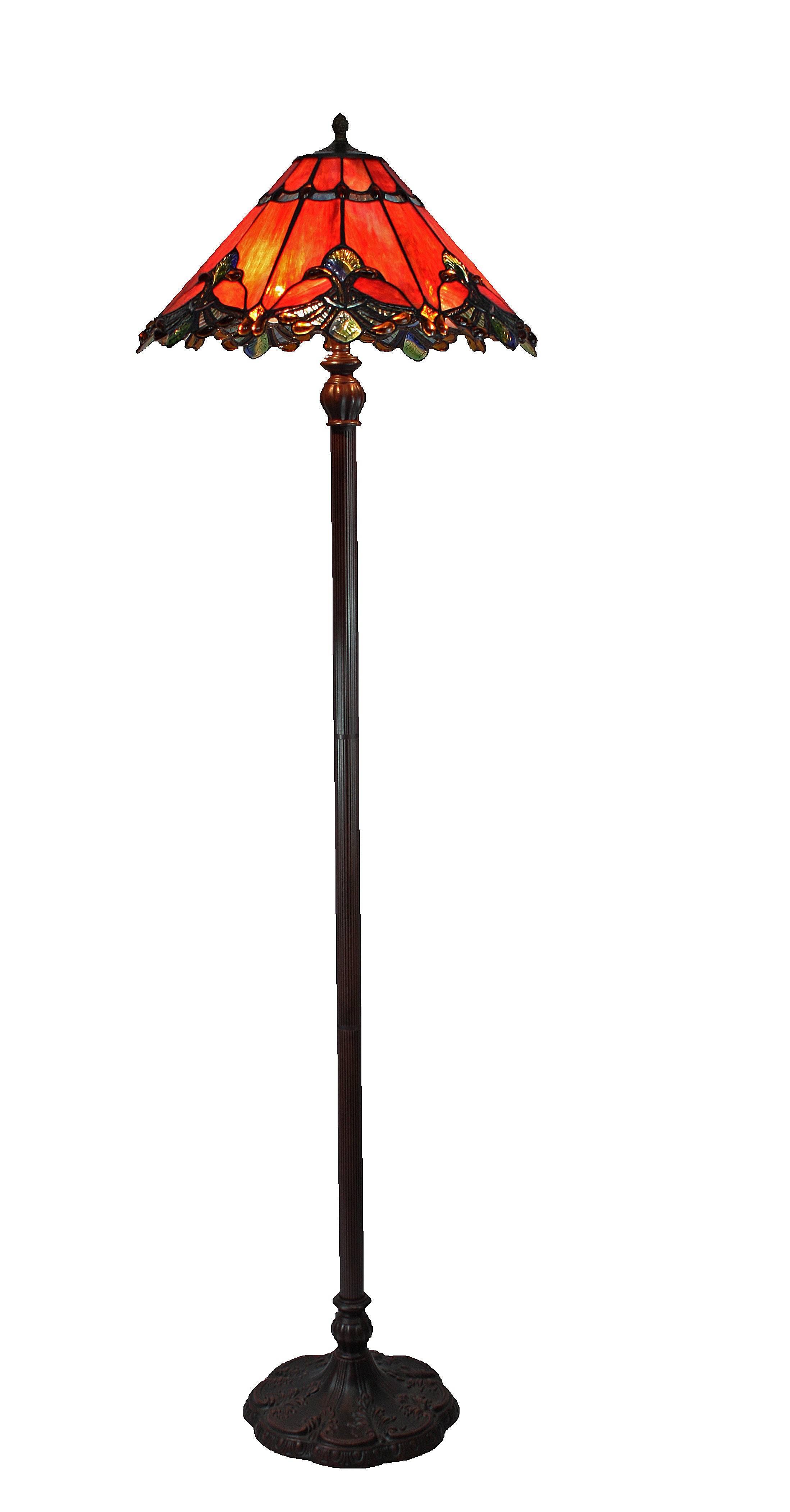 19” red panel style shade with butterfly knots floor lamp