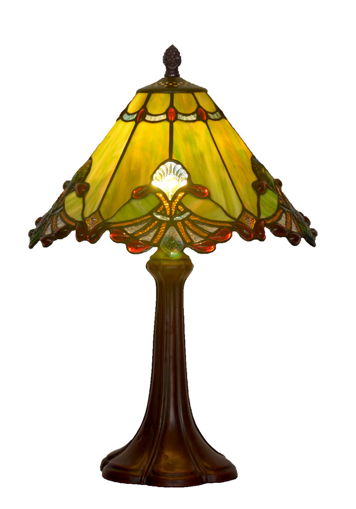 13" Green Panel Butterfly Knots Tiffany Table Lamp