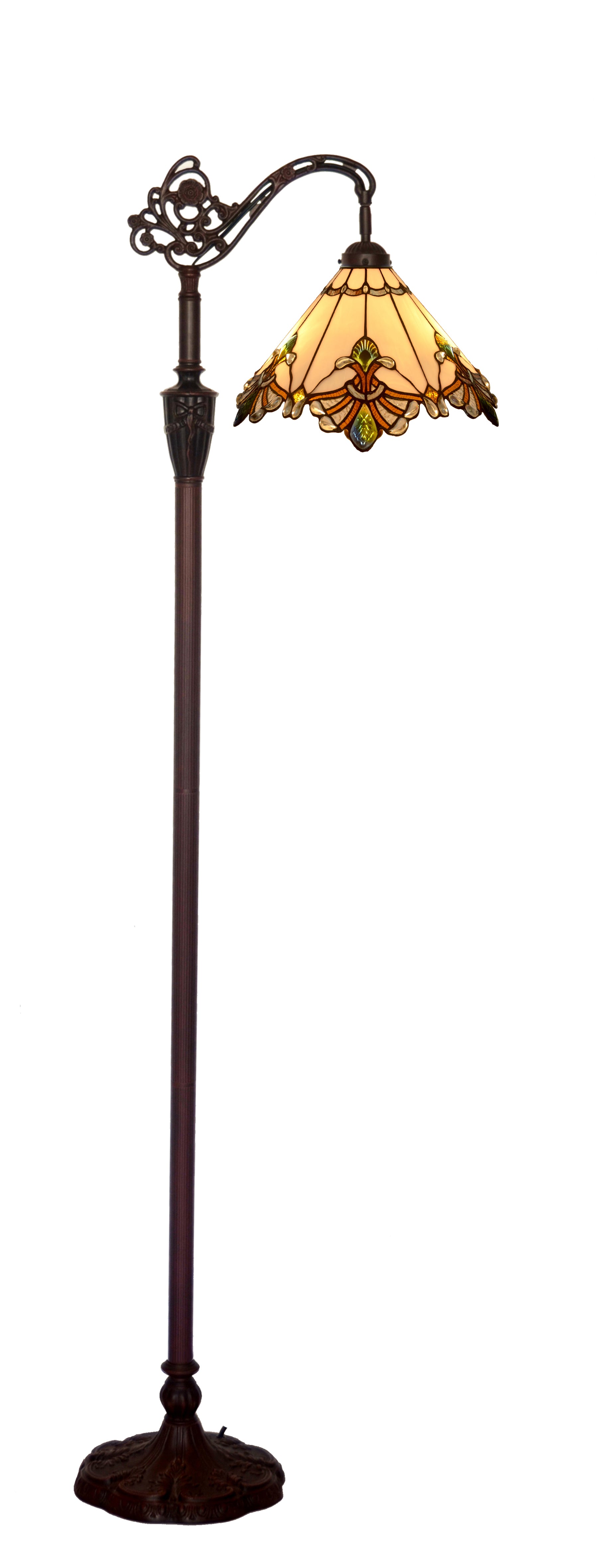 13” wt panel style shade with butterfly knots down bridge f/l