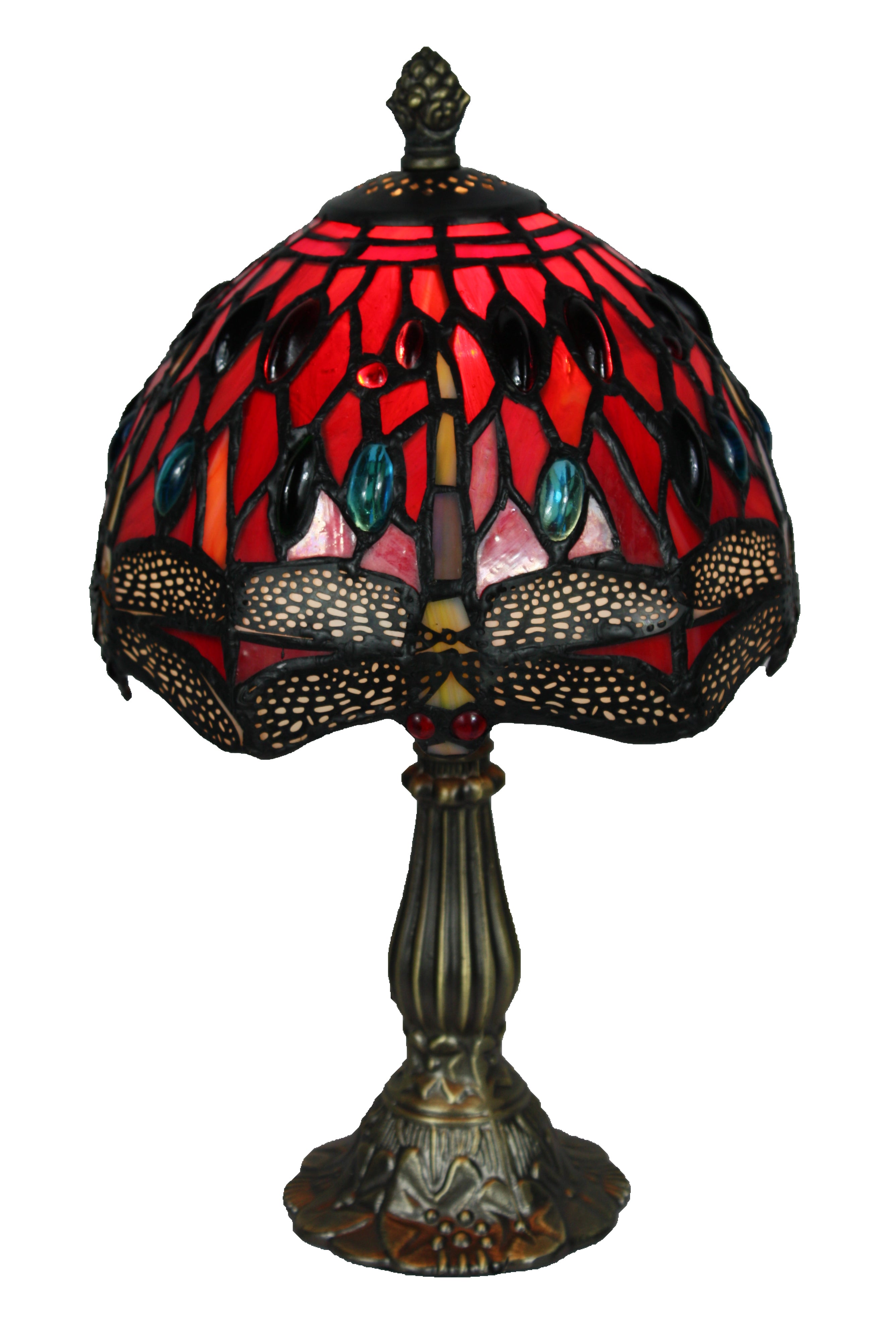 8” red dragonfly table lamp