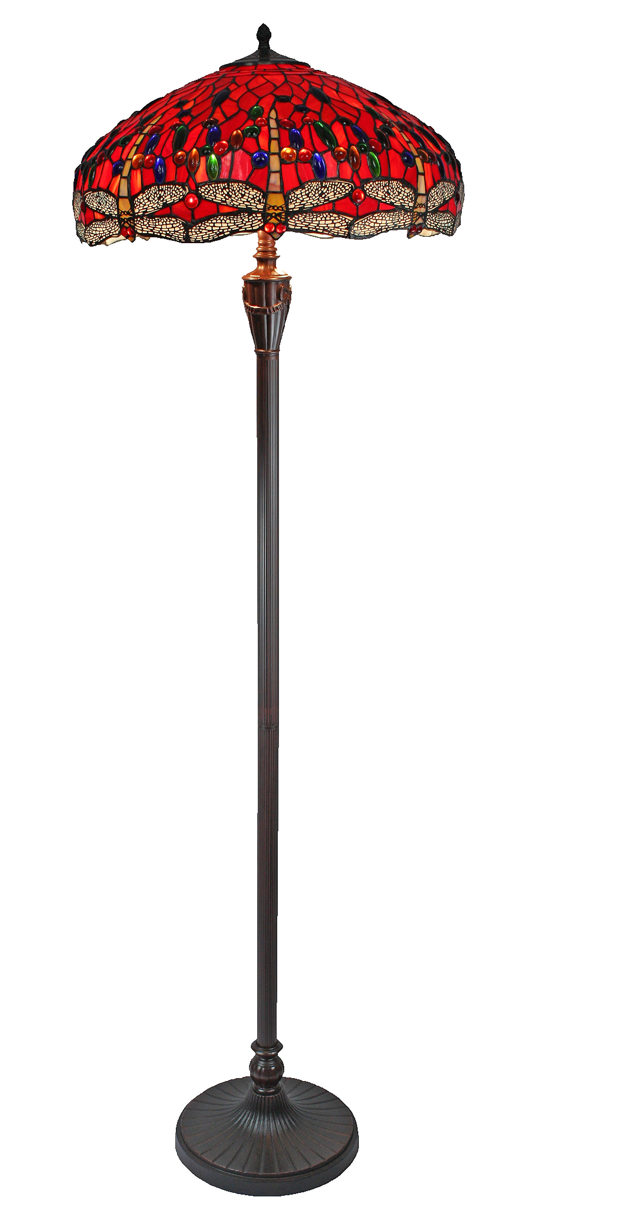 20” red dragonfly floor lamp