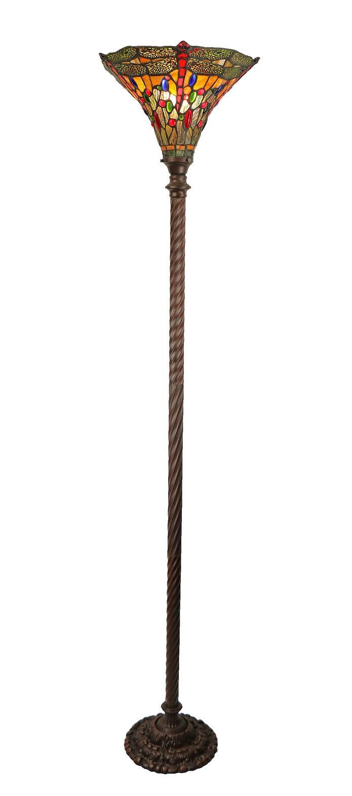 15" Blue & Orange Dragonfly Tiffany Uplighter