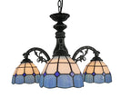 3-Shade Downward Blue & White Geometric Tiffany Chandelier
