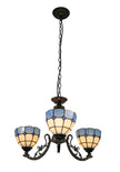 3-Shade Upward Blue & White Geometric Tiffany Chandelier