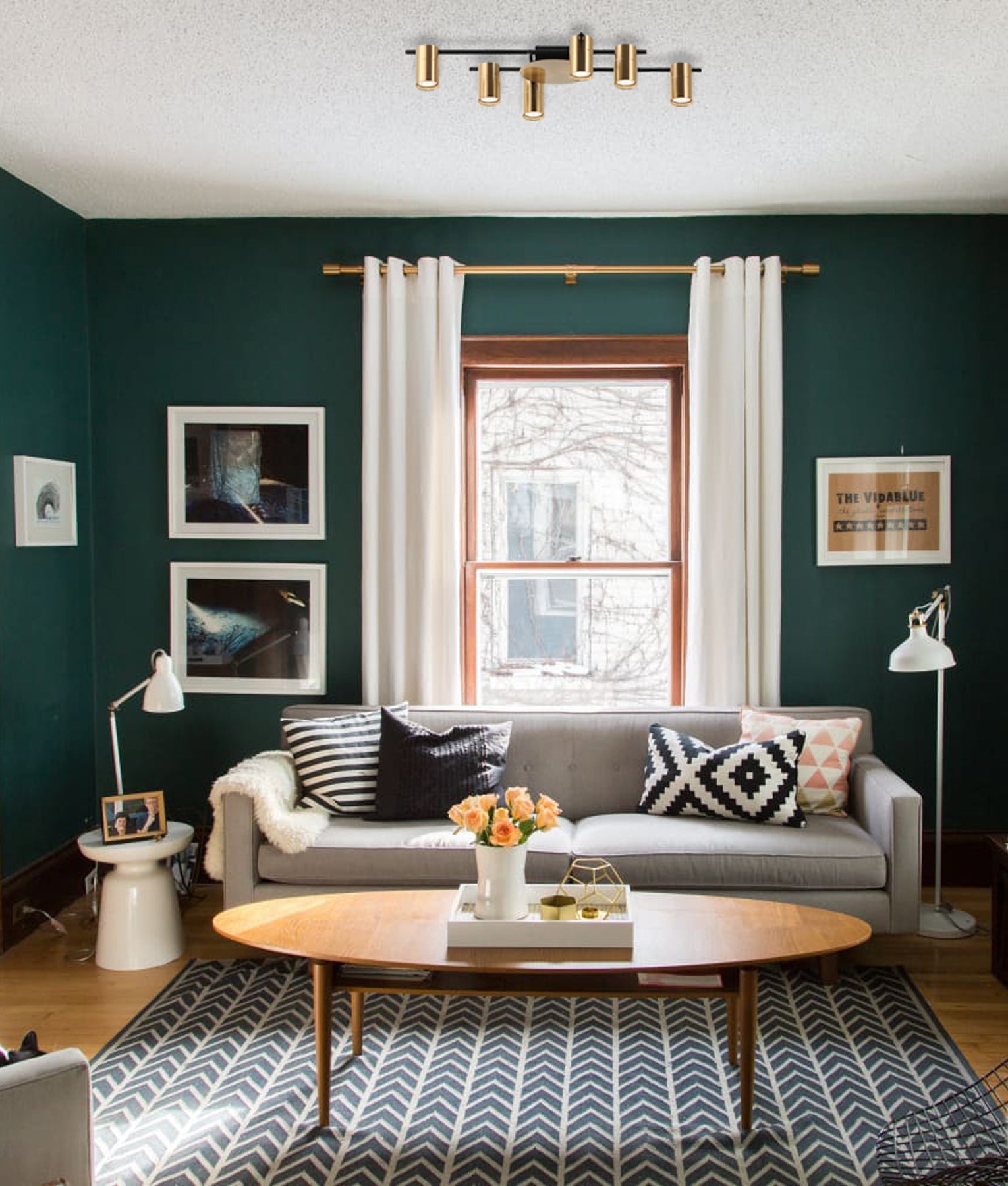 TACHE: Interior Spot Ceiling Lights (with Adjustable Antique Brass Heads) IP20