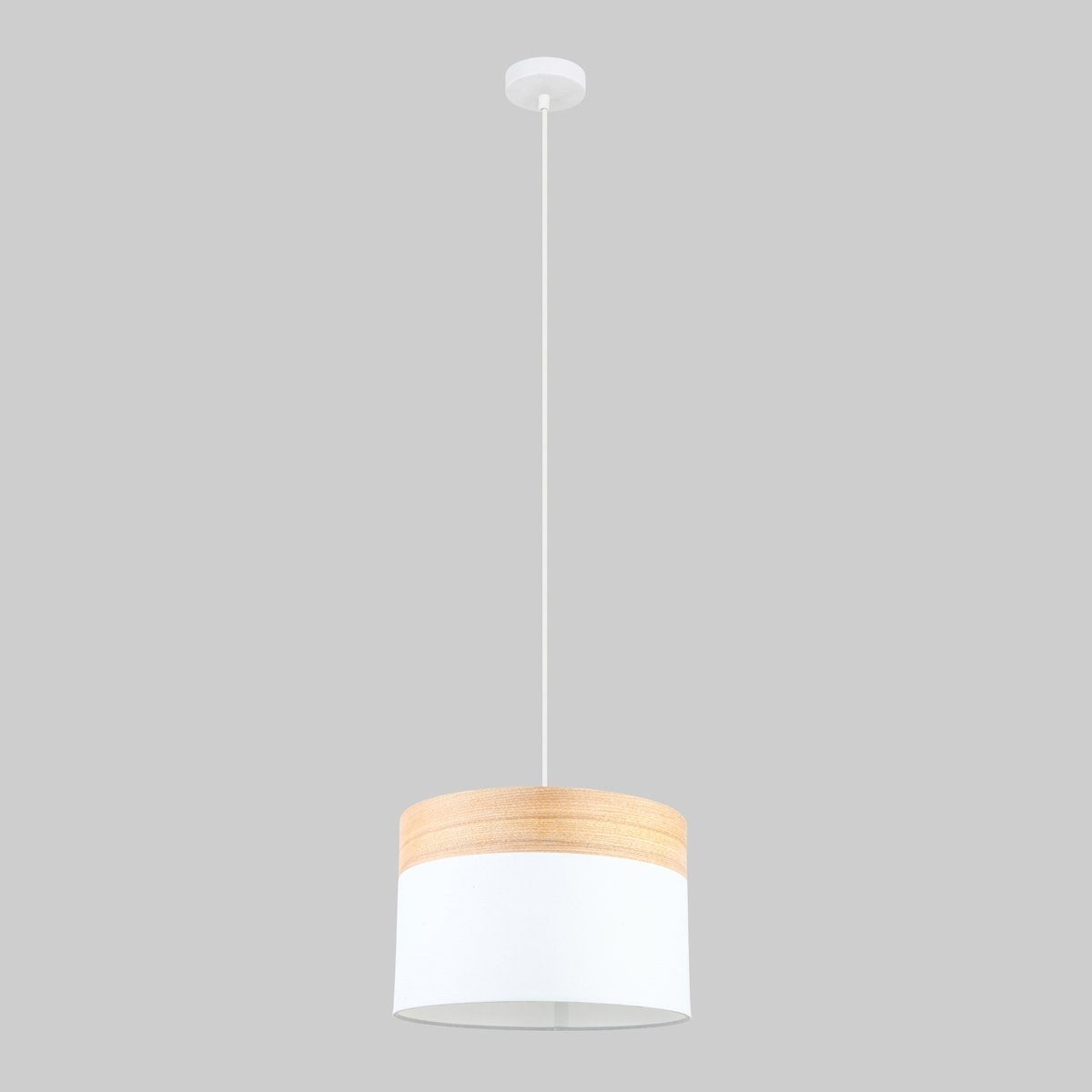 Tambura Medium 1 Light Pendant Light in White Cloth Shade