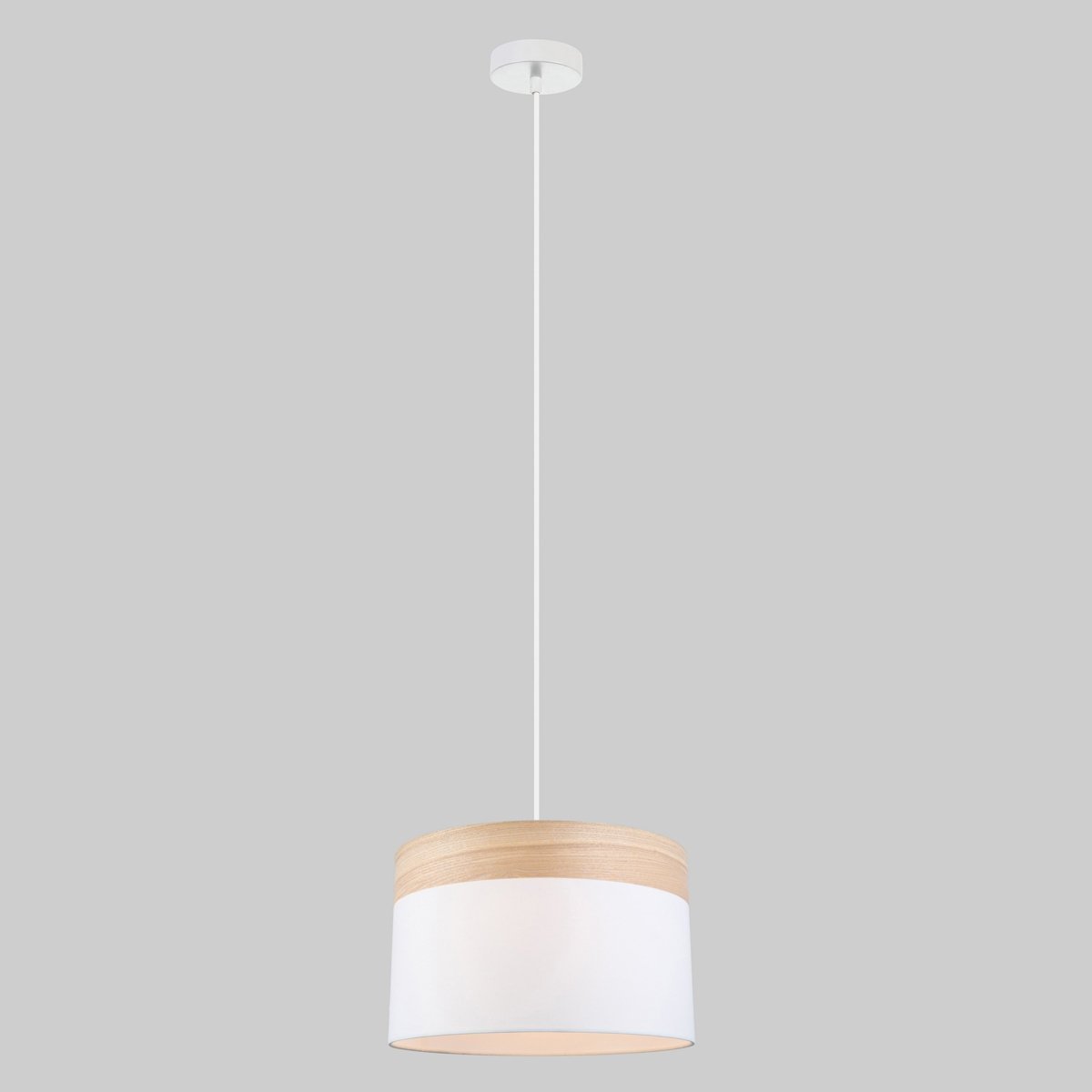 Tambura Large 1 Light Pendant Light in White Cloth Shade