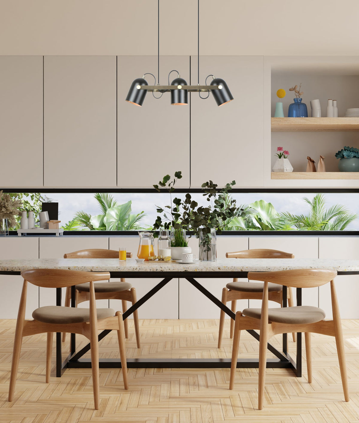 TAZZA: Interior Ellipse Shade with Antique Brass Hardware Pendant Light