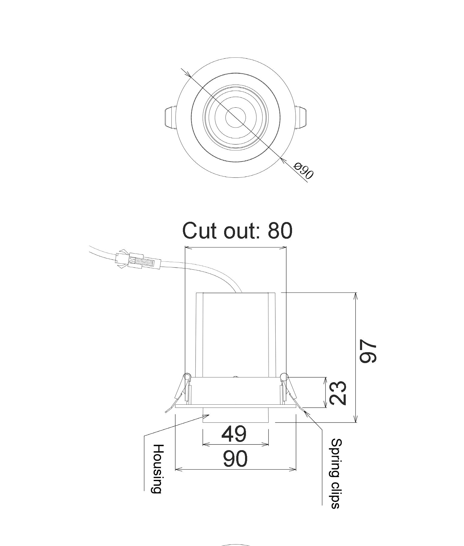 TELE: LED Recessed Spot Downlight Retractable Dimmable Tri-CCT IP20