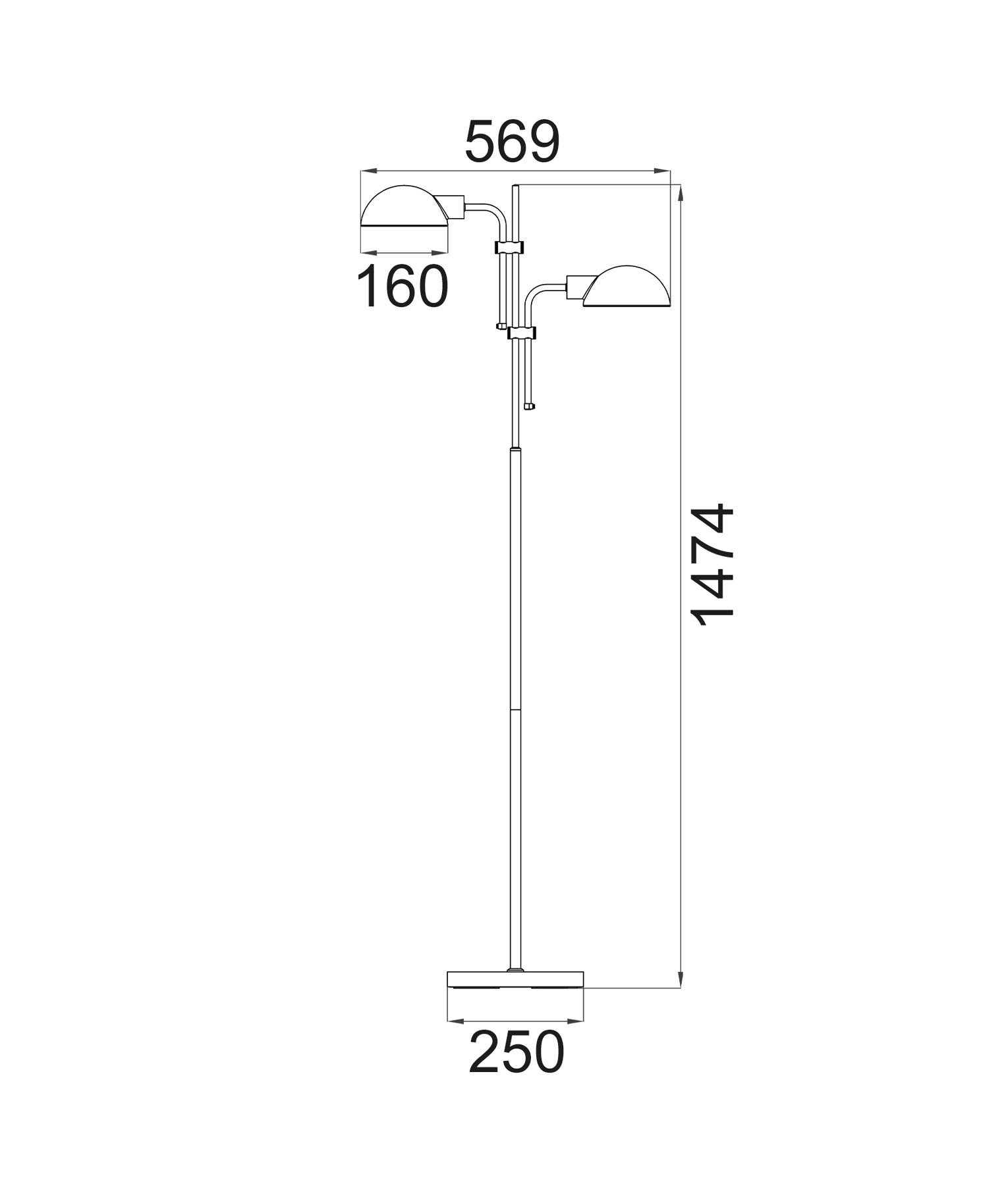 Tettu: Adjustable Height Swivel Head Sand Black Floor Lamps