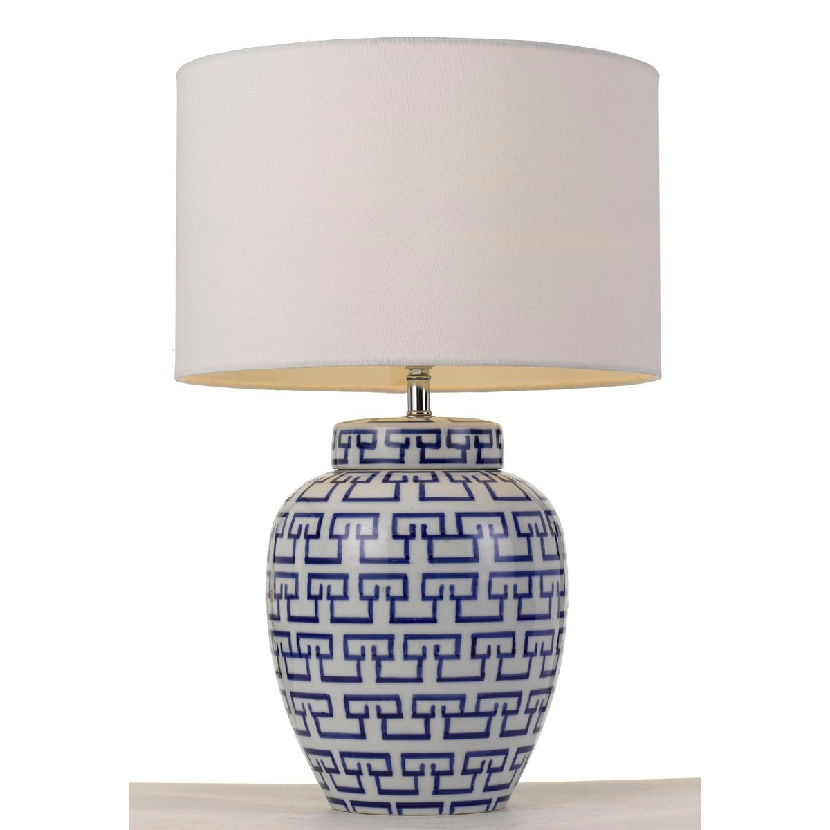 Ting 1 Light Table Lamp in White & Blue with White Shade