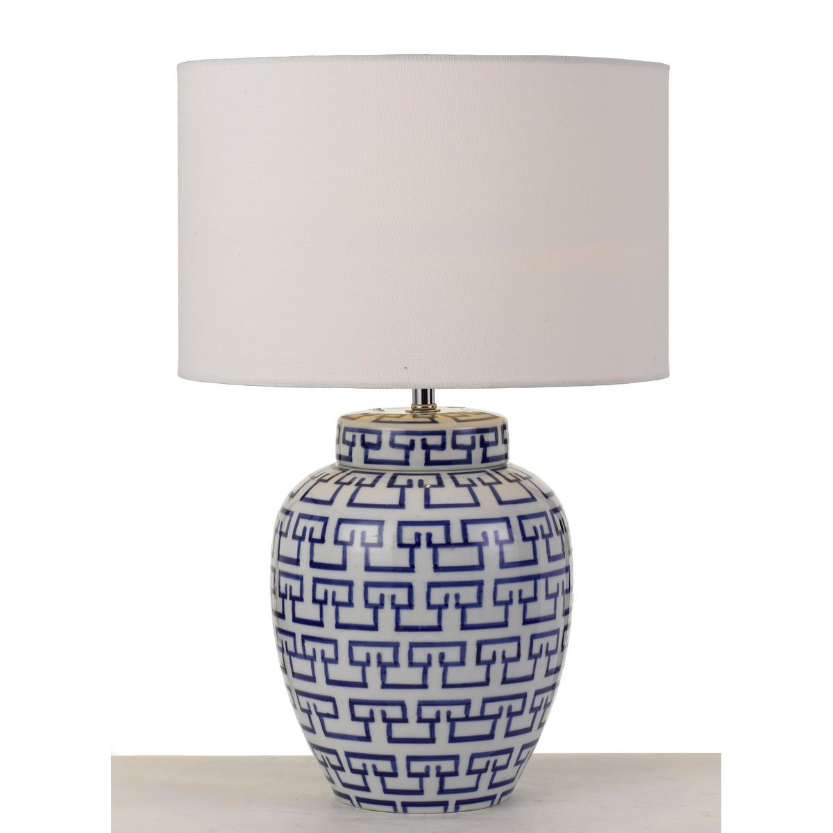 Ting 1 Light Table Lamp in White & Blue with White Shade