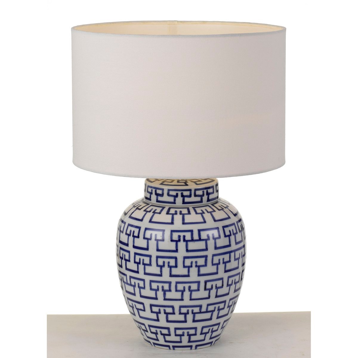 Ting 1 Light Table Lamp in White & Blue with White Shade