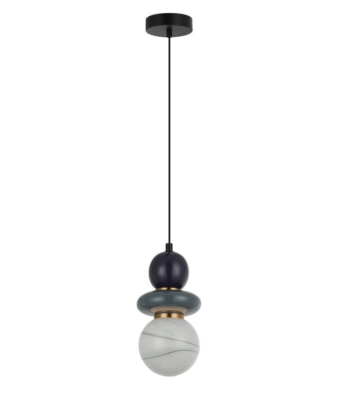 Tocado: Interior Sandblasted Opal Diffuser Glass with Ceramic Bead Pendant Lights