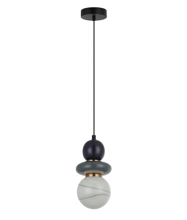 Tocado: Interior Sandblasted Opal Diffuser Glass with Ceramic Bead Pendant Lights