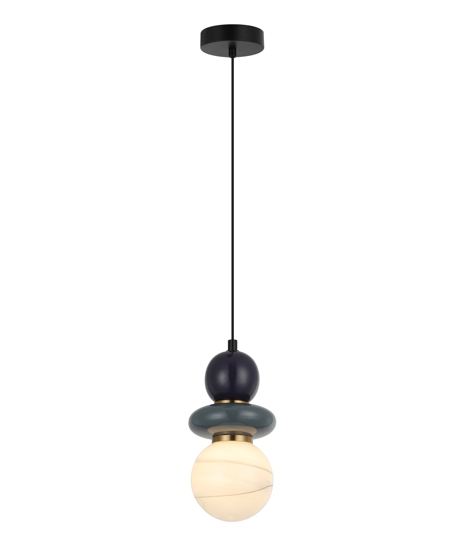 Tocado: Interior Sandblasted Opal Diffuser Glass with Ceramic Bead Pendant Lights