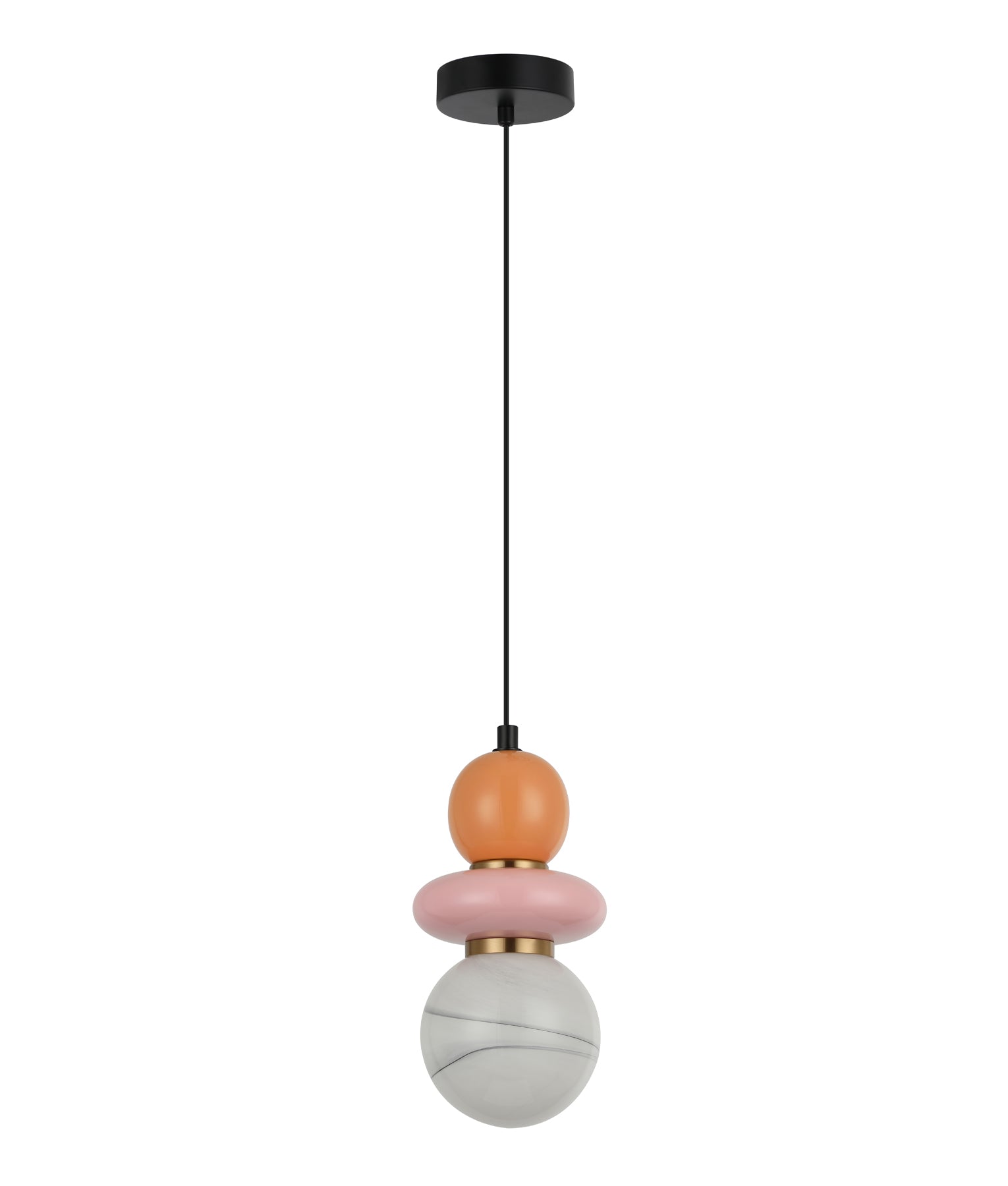 Tocado: Interior Sandblasted Opal Diffuser Glass with Ceramic Bead Pendant Lights