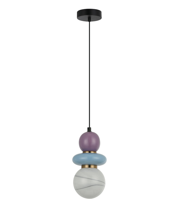Tocado: Interior Sandblasted Opal Diffuser Glass with Ceramic Bead Pendant Lights
