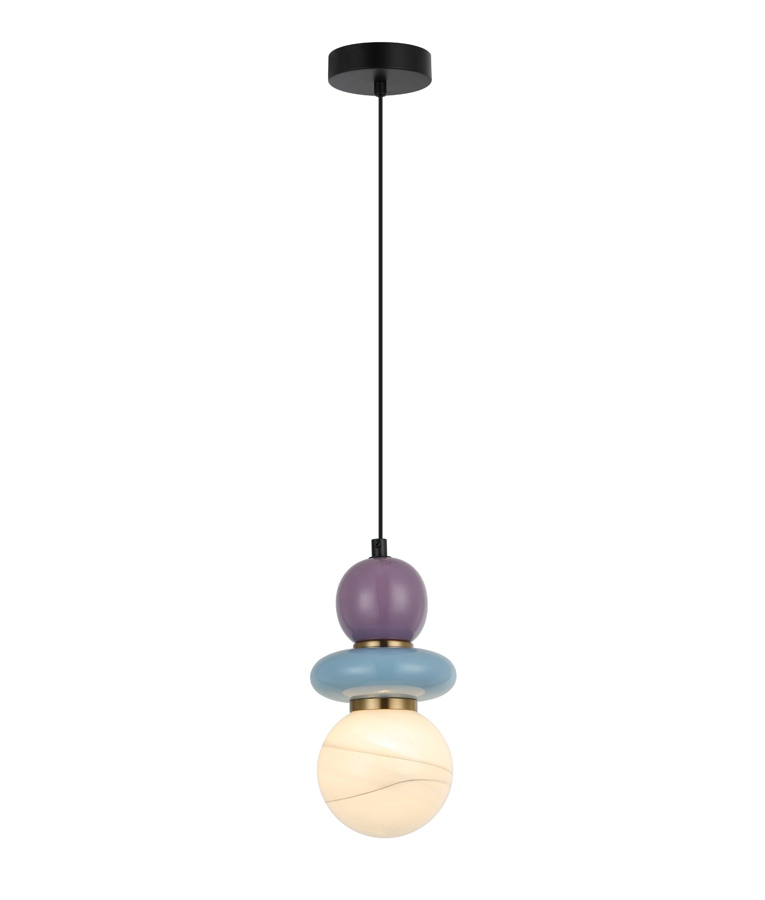 Tocado: Interior Sandblasted Opal Diffuser Glass with Ceramic Bead Pendant Lights