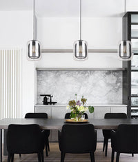 Thumbnail for TONO: Mesh Internal & Clear Glass Oblong Pendant Lights