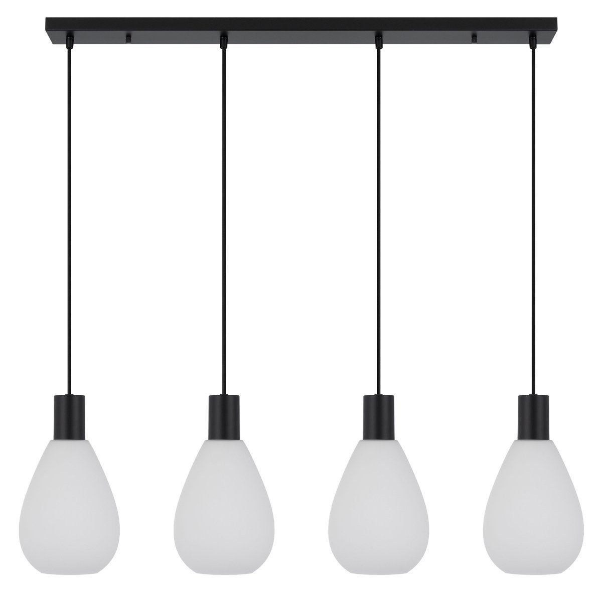 Tresor 4 Light Pendant Light in Matt Black with Opal Glass