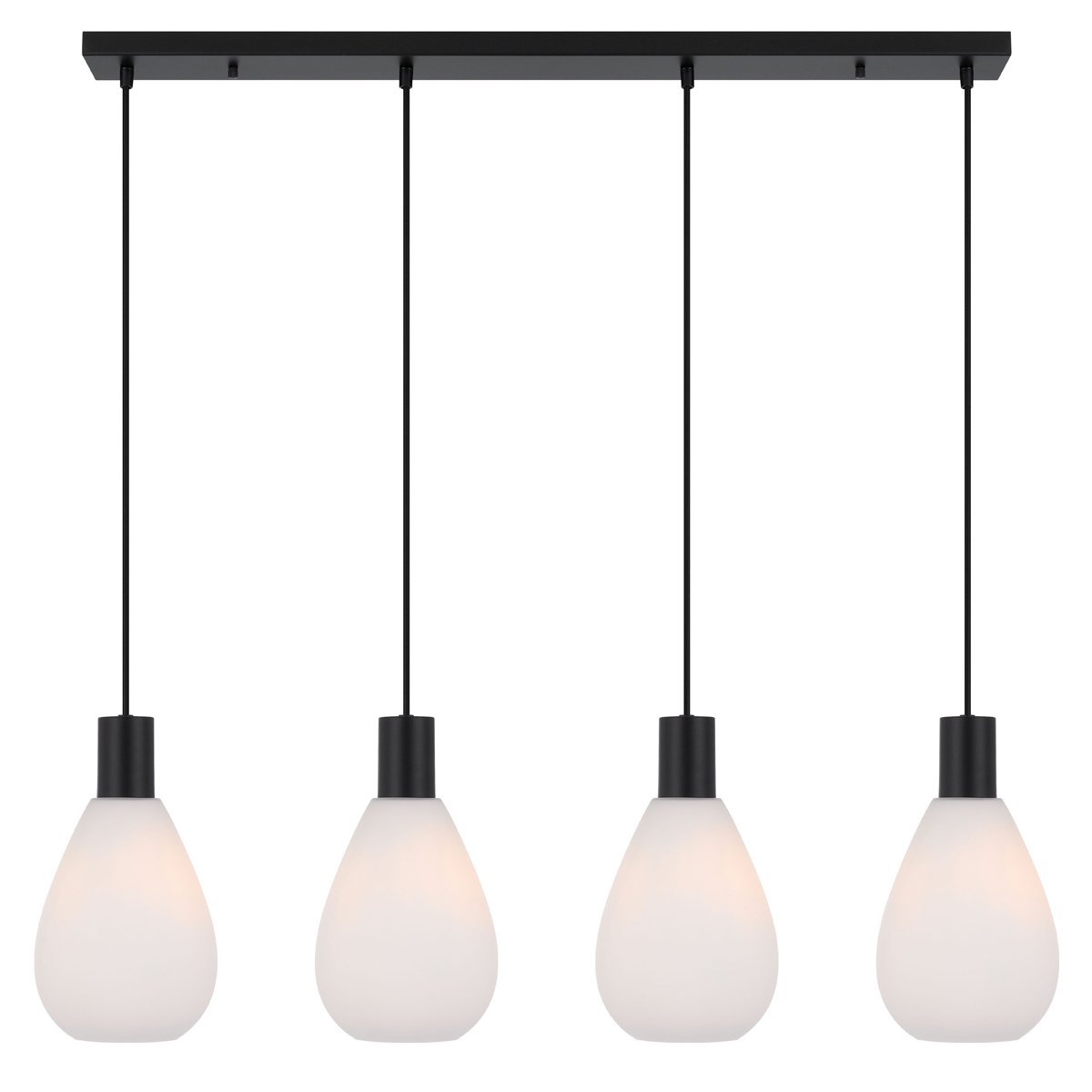 Tresor 4 Light Pendant Light in Matt Black with Opal Glass