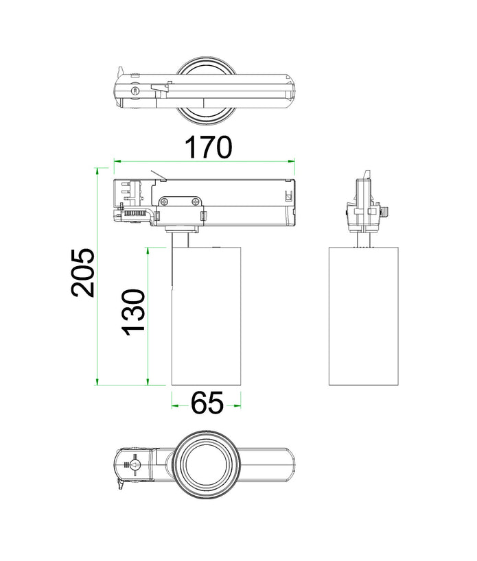 4 Wire 3 Circuit LED Tri-CCT Dimmable Track Head Fittings