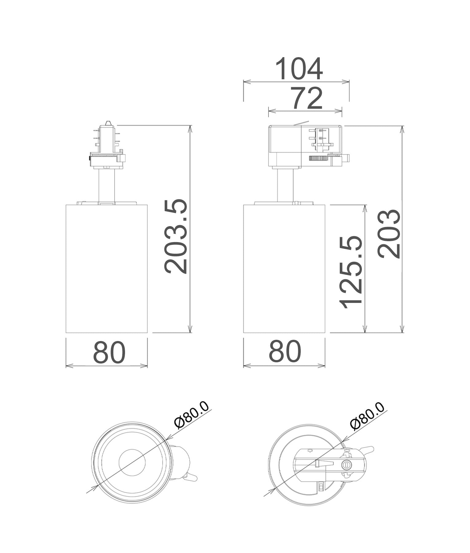 4 Wire 3 Circuit LED Tri-CCT Dimmable Adjustable Track Heads