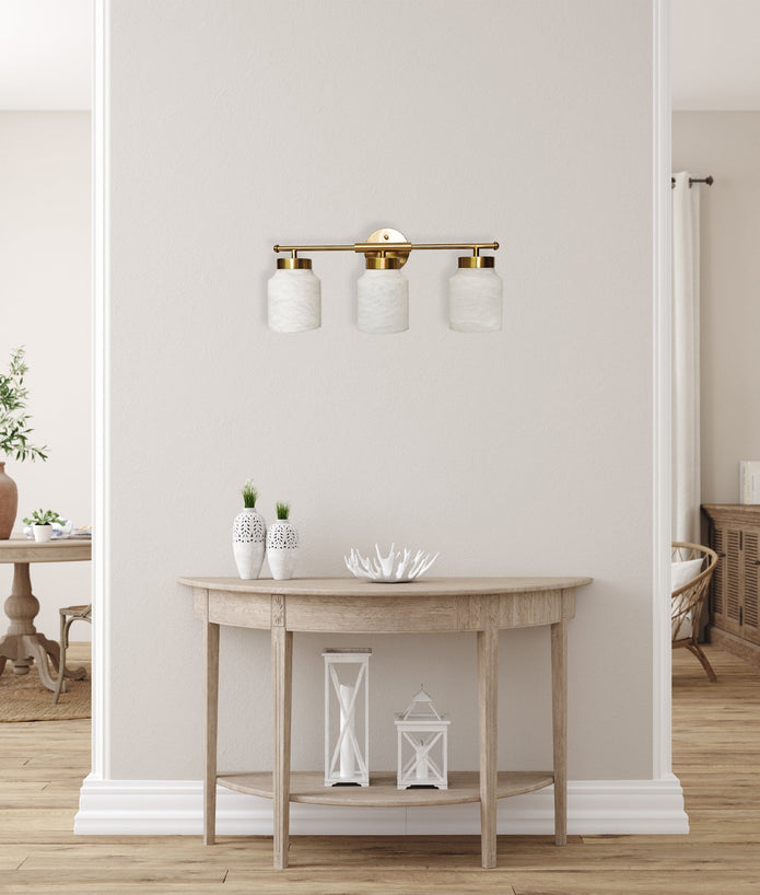 TUFO: Interior White Jar Alabaster with Brass Highlight Wall Light
