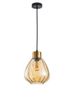 TULIP: Interior Bronze Amber / Smokey Black Wine Glass Ribbed Pendant Lights
