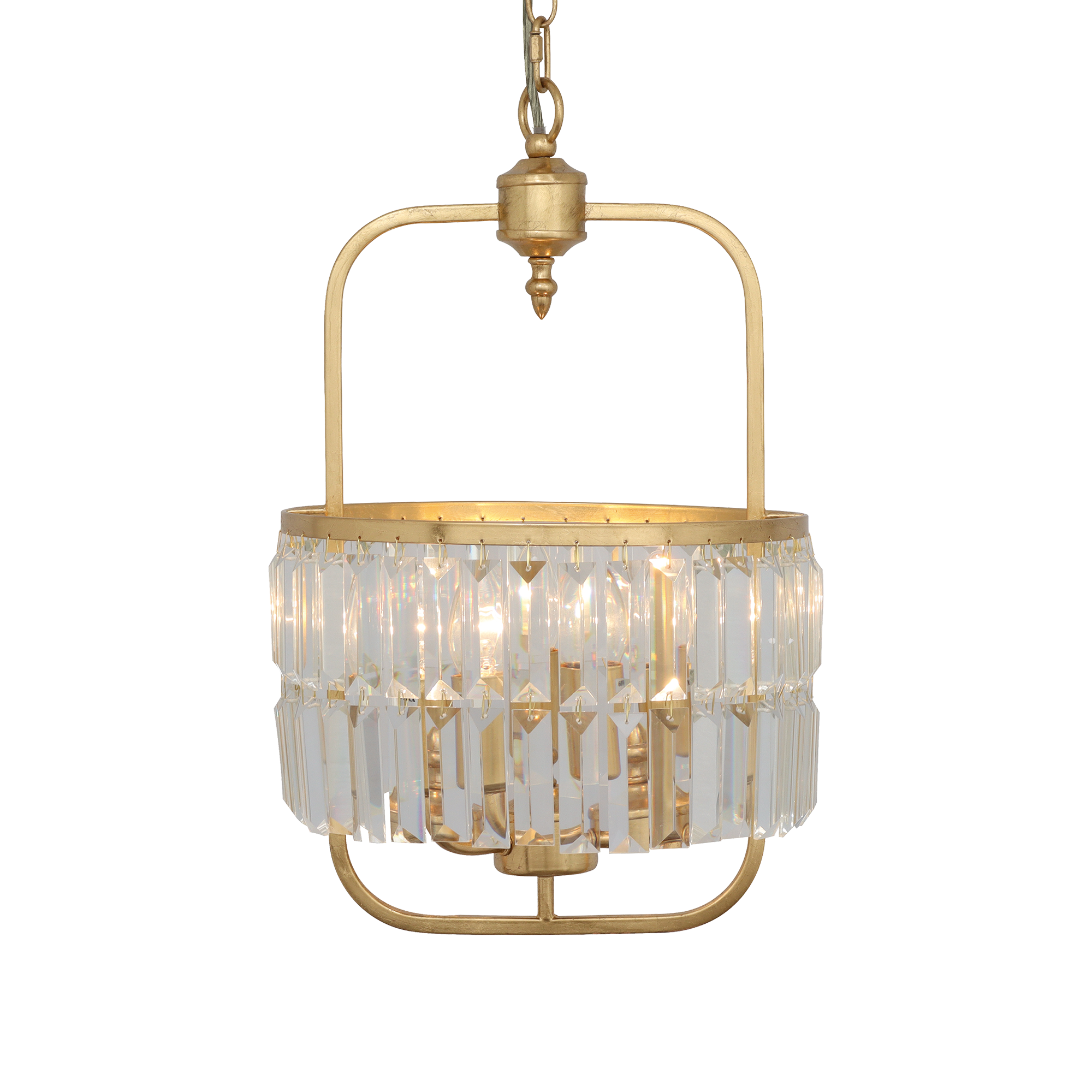Tilly L E14 Crystal Pendant Gold Leaf