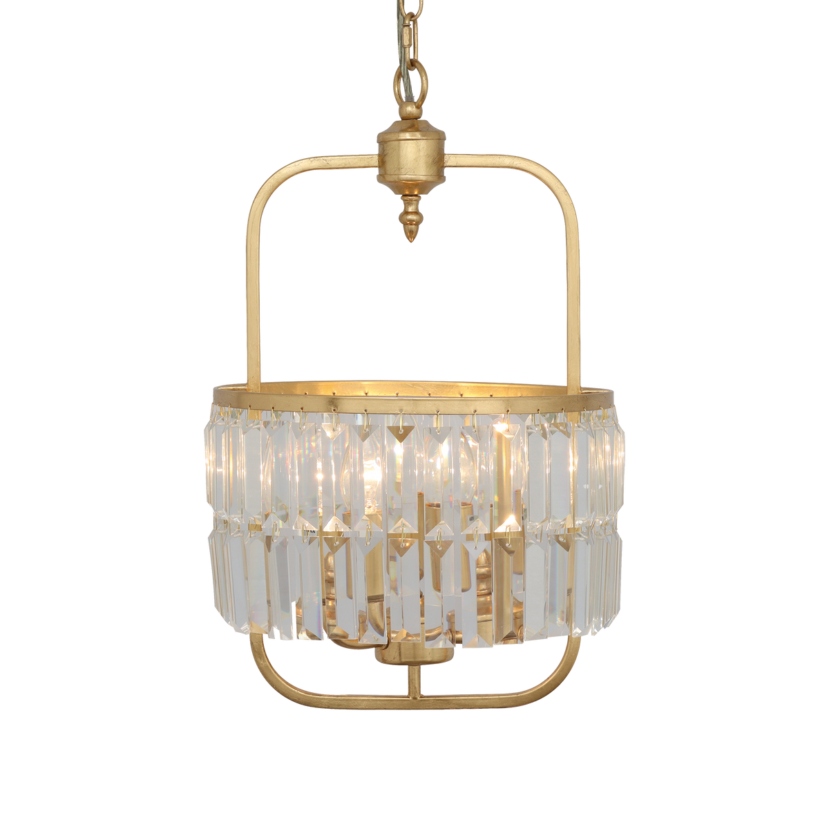Tilly L E14 Crystal Pendant Gold Leaf