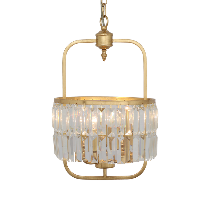 Tilly L E14 Crystal Pendant Gold Leaf