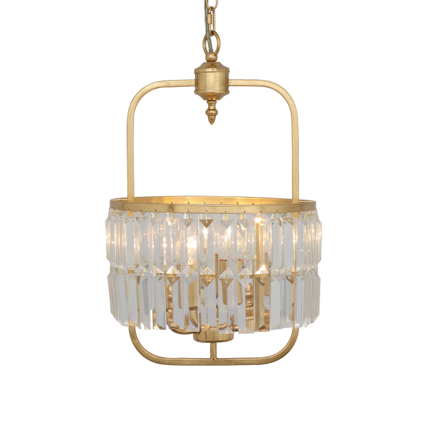 Tilly L E14 Crystal Pendant Gold Leaf