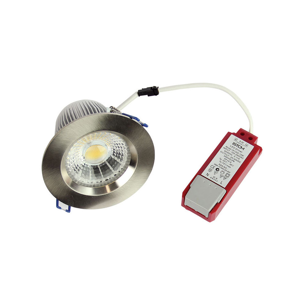 Theta LED 3000K Brushed Chrome 13W IP44 Recessed LED