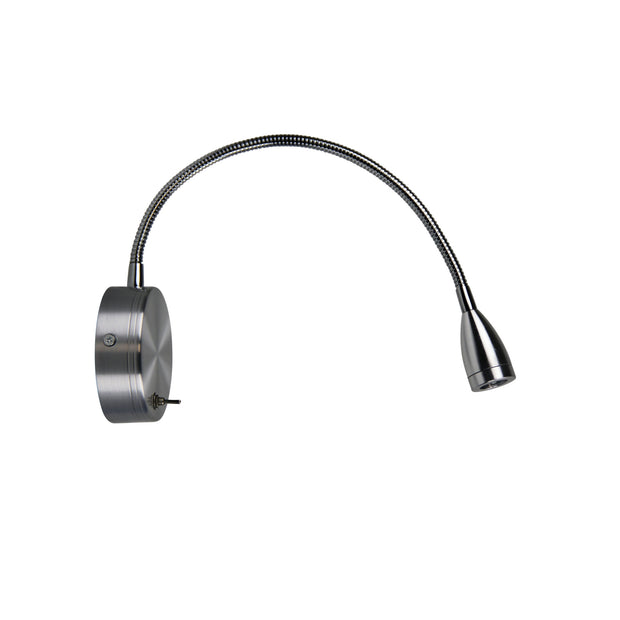 Flexi 3W LED Switched Flexible Wall Light 30cm in Brushed Crome
