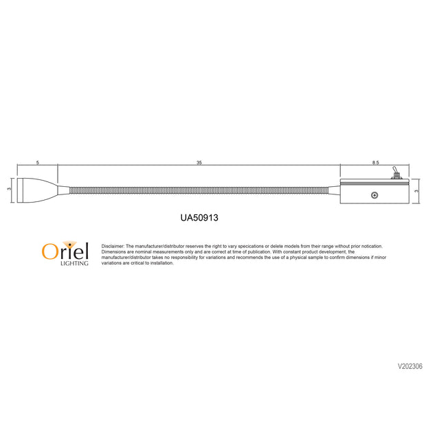 Flexi Brushed Chrome 3W 240V 4000K Switched Flexible Wall Light