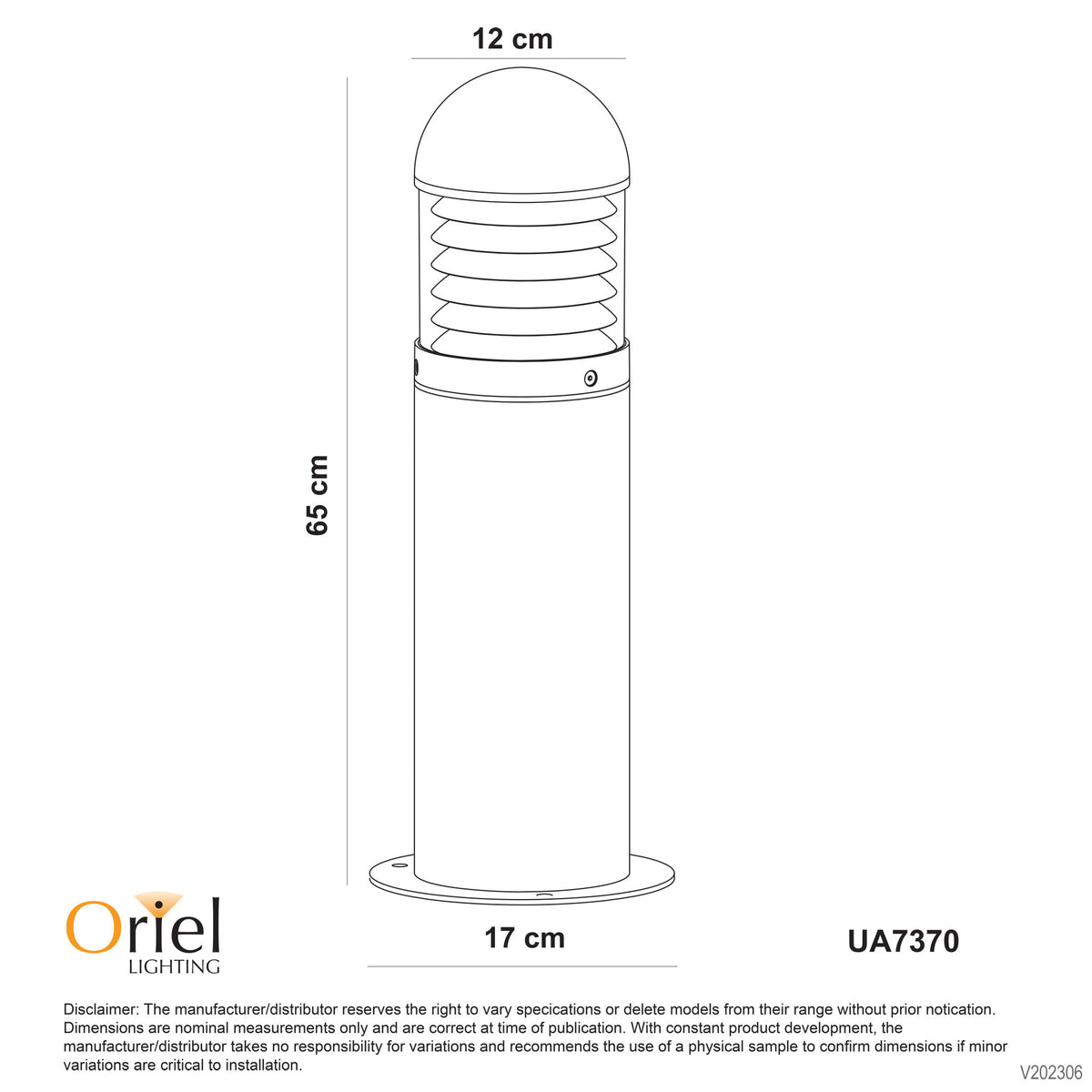 Terzo Graphite 240V E27 LED Ready 650mm IP44 Outdoor Bollard