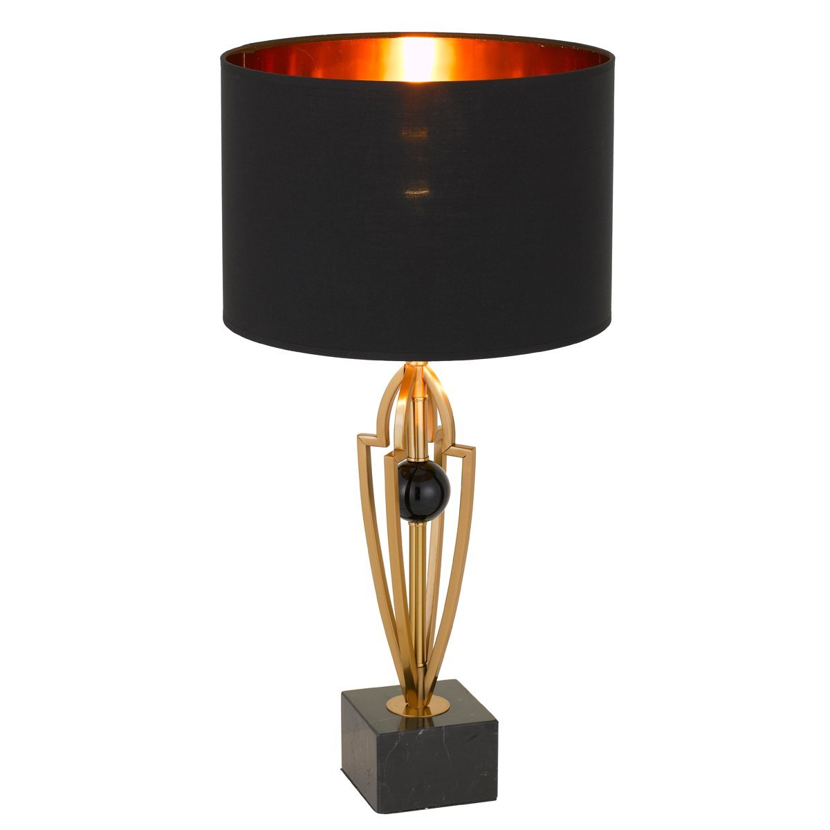 Vardo Table Lamp in Antique Gold with Black Shade