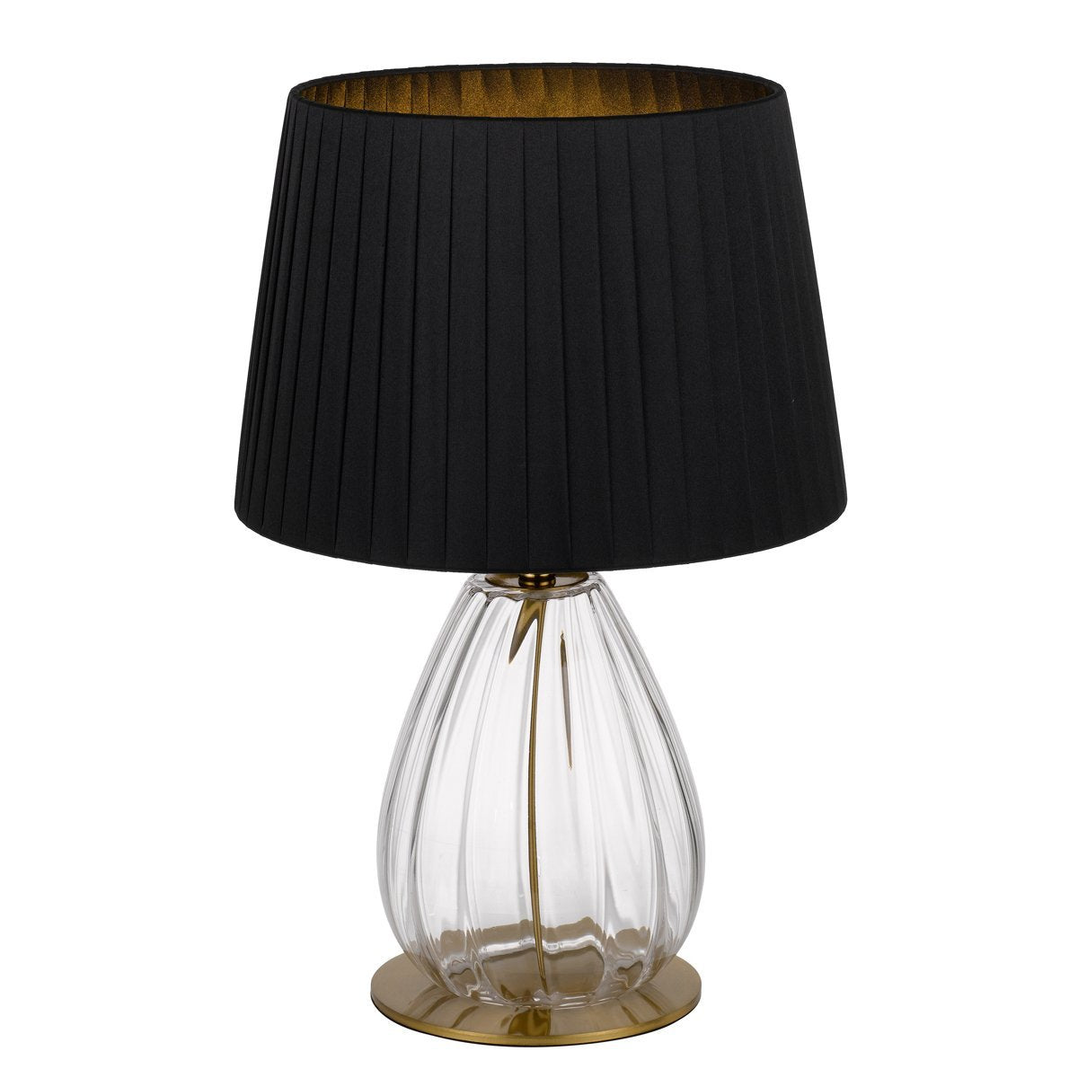 Veana Table Lamp in Antique Gold & Glass with Black Shade