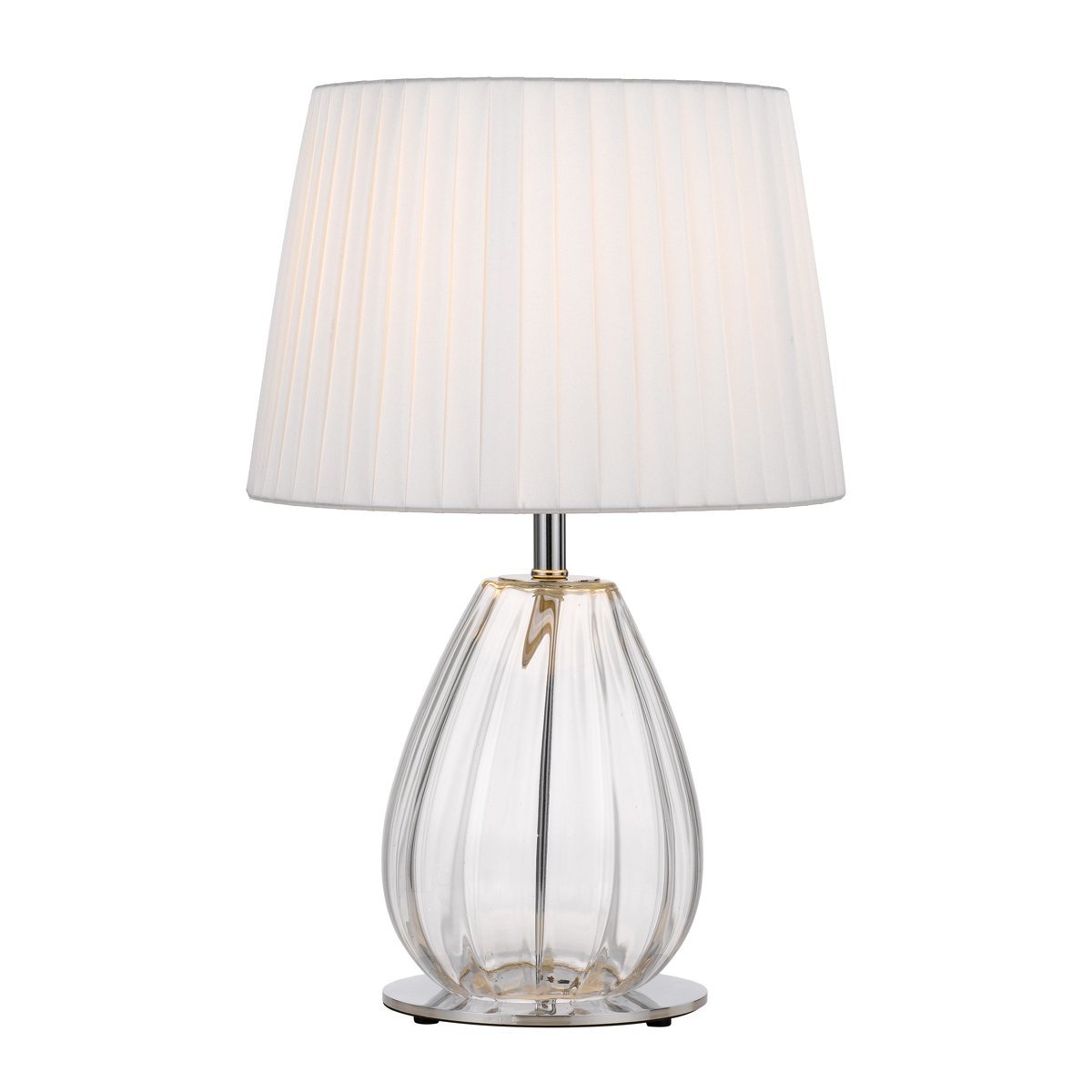 Veana Table Lamp in Chrome & Glass with Ivory Shade