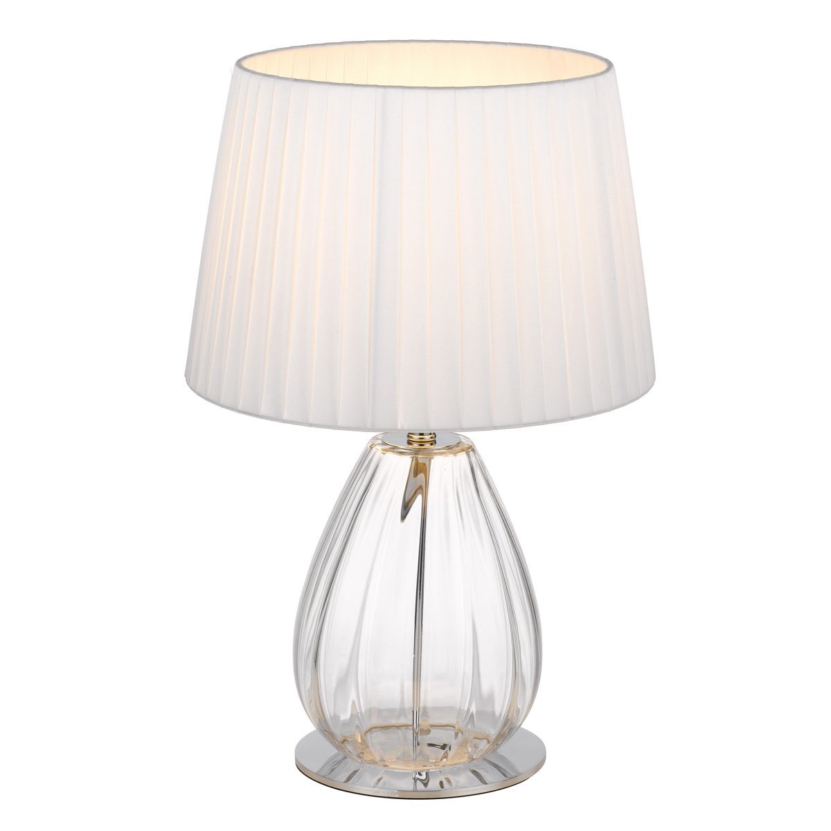 Veana Table Lamp in Chrome & Glass with Ivory Shade